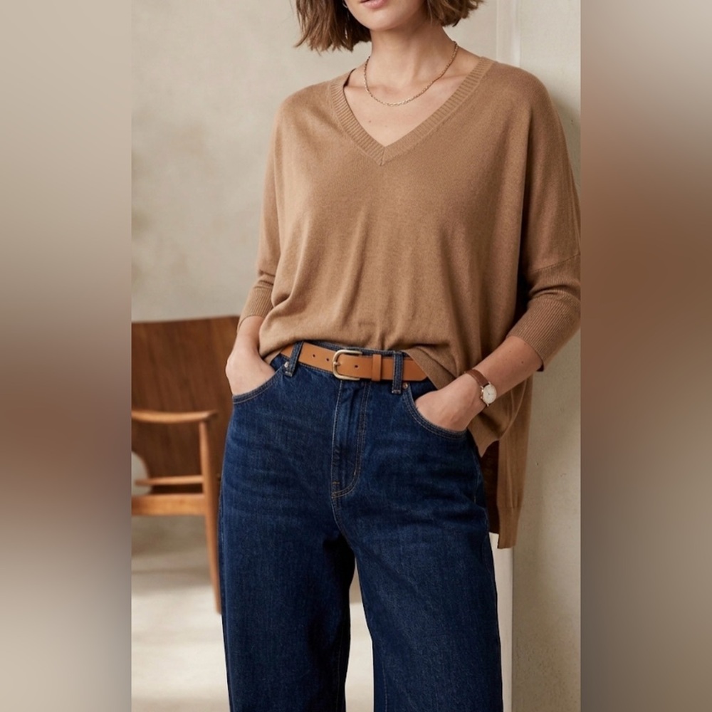 H&M Light Brown Knit Top, Fall Top, Spring Top, Scandi Girl Vibe,Normcore Vibe